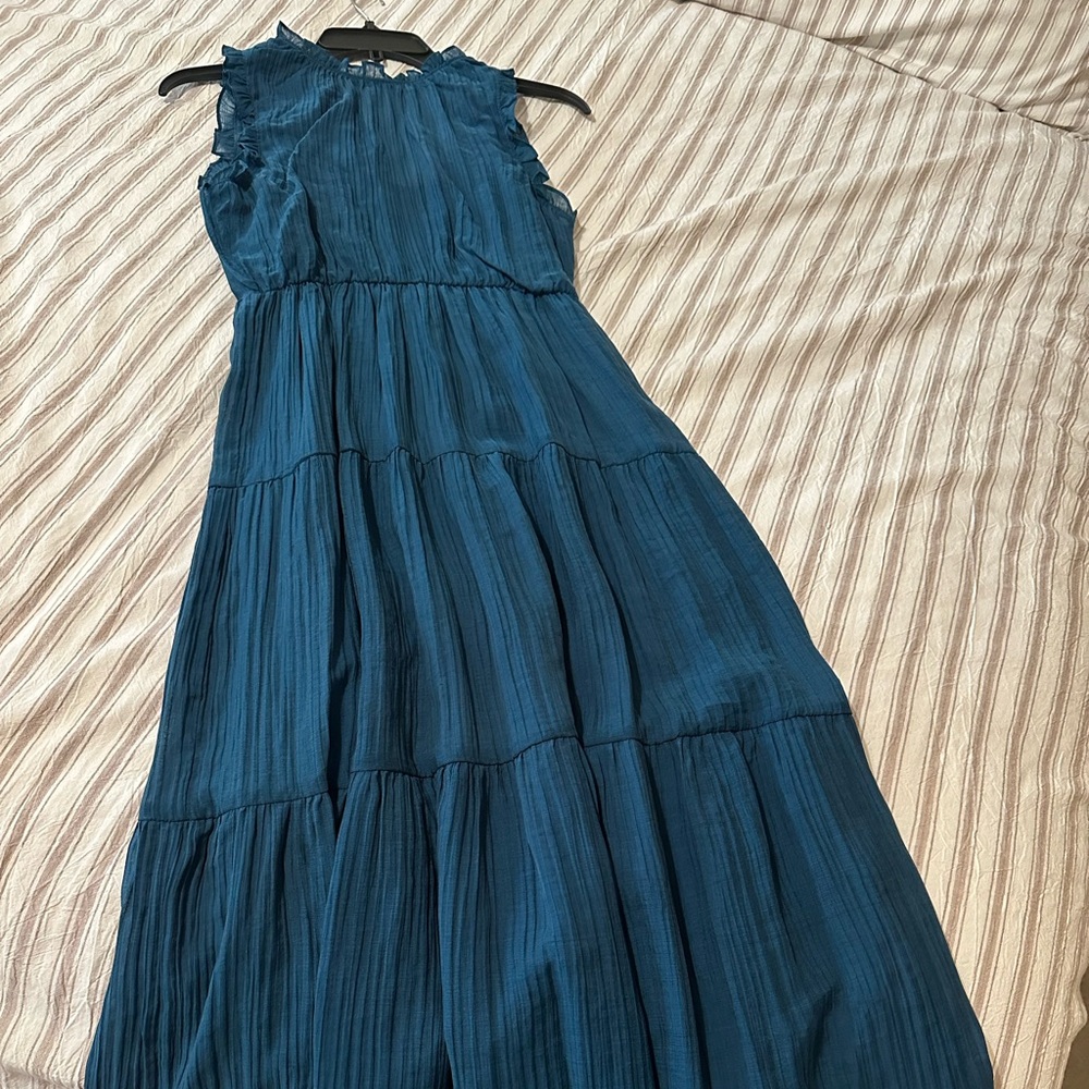 Socialite Teal Ruffled Blouse - Picture 2 of 5